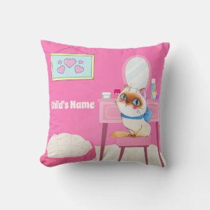 Personalized Pink Spoiled Kitty Throw Pillow