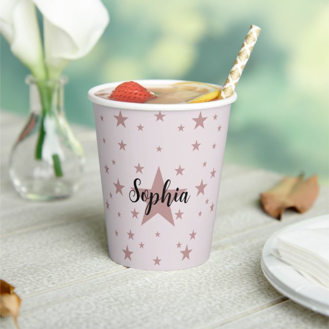 Personalized Pink Star Paper Cups (Insitu)