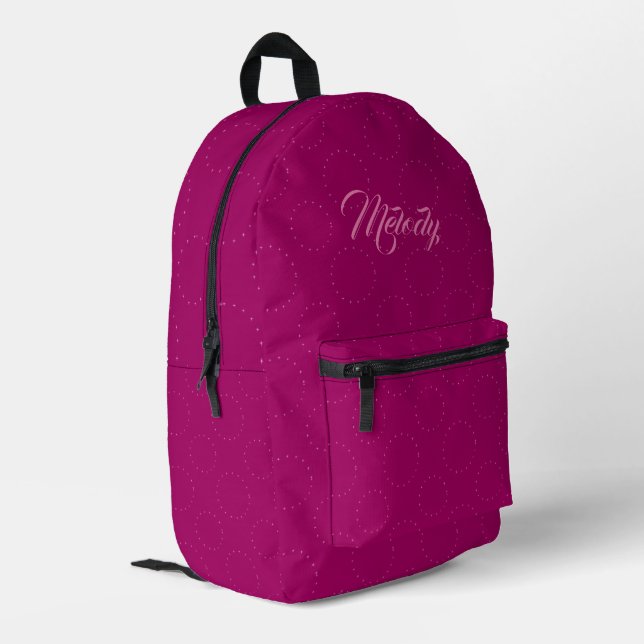 Personalized Pink Starry Night Celestial pattern Printed Backpack (Back Corner Left)