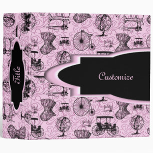 Personalized Pink Steampunk Pattern Binder