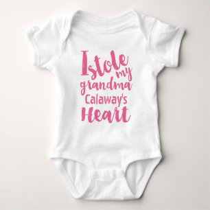 Personalized Pink Stole My Grandma's Heart Baby Bodysuit