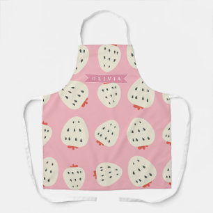 Personalized Pink Strawberry Name Cute Girly Apron
