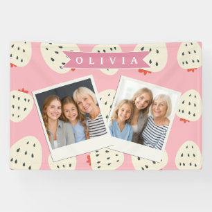 Personalized Pink Strawberry Name Cute Girly Banner