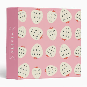 Personalized Pink Strawberry Name Cute Girly Binder