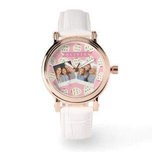 Personalized Pink Strawberry Name Cute Girly Watch