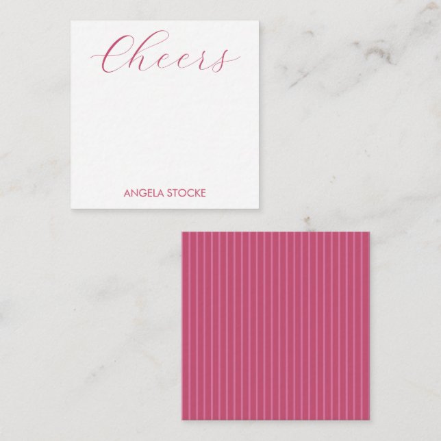 Personalized Pink Stripe Card (Front/Back)