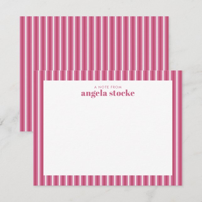 Personalized Pink Stripe Card (Front/Back)