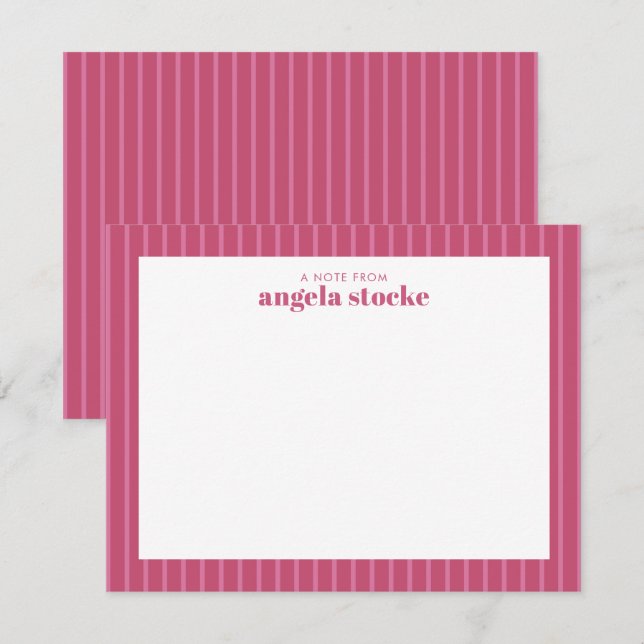 Personalized Pink Stripe Card (Front/Back)