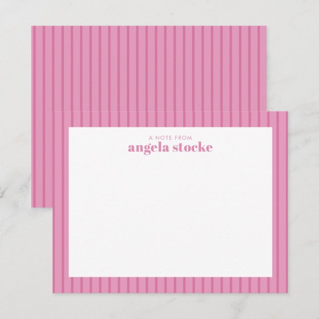 Personalized Pink Stripe  Card (Front/Back)