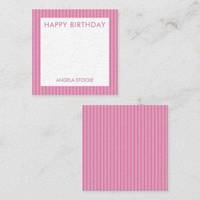 Personalized Pink Stripe Card (Front/Back)