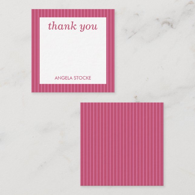 Personalized Pink Stripe Card (Front/Back)