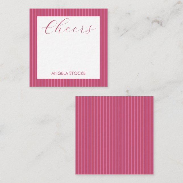 Personalized Pink Stripe Card (Front/Back)