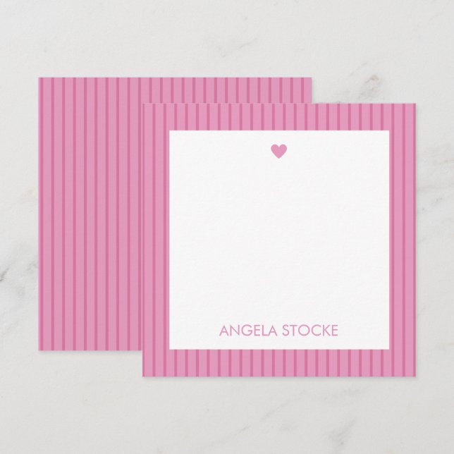 Personalized Pink Stripe Card (Front/Back)