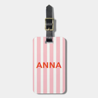 Personalized Pink Stripe Luggage Tag | Custom Name
