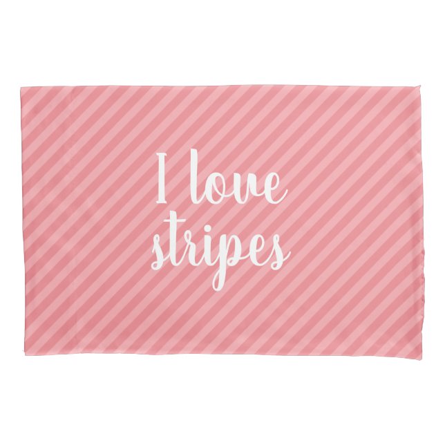 Personalized pink stripe pillowcase bedroom decor (Front)