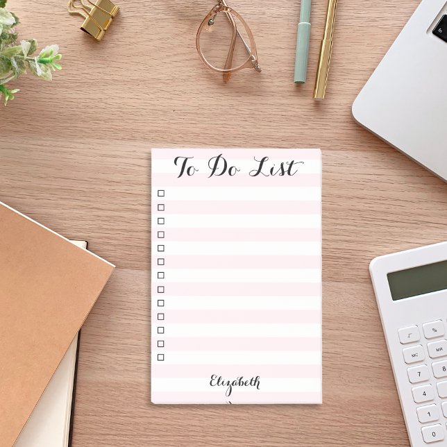 Personalized Pink Striped Checklist To Do List Post-it Notes (Personalized Pink Striped Checklist To Do List Post-it Notes)