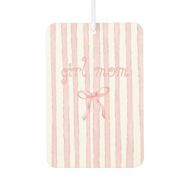 Personalized Pink Stripes Coquette Custom Text Air Freshener (Front)