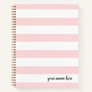 Personalized Pink Stripes Dot Notebook