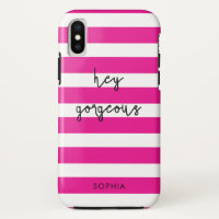 Personalized Pink Stripes Hey Gorgeous