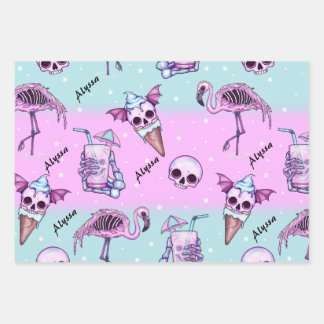 Personalized Pink Summer/Beach Goth Wrapping Paper Sheet