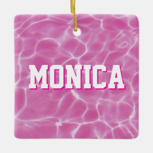 Personalized Pink Swimmer or Diver Photo Ceramic Ornament