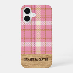 Personalized Pink Tartan Plaid iPhone Case
