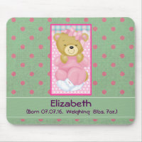 Personalized Pink Teddy Bear Baby Keepsake