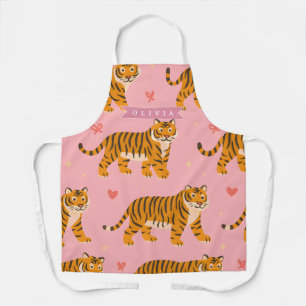 Personalized Pink Tiger Chic Edgy Fun Aesthetic Apron