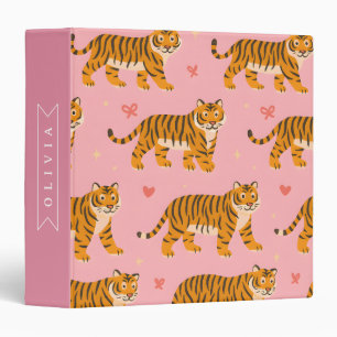 Personalized Pink Tiger Chic Edgy Fun Aesthetic Binder