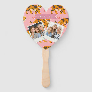 Personalized Pink Tiger Chic Edgy Fun Aesthetic Hand Fan