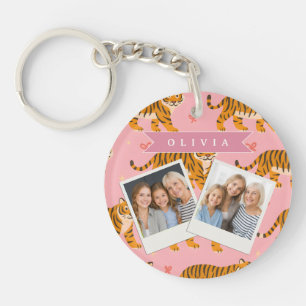 Personalized Pink Tiger Chic Edgy Fun Aesthetic Keychain