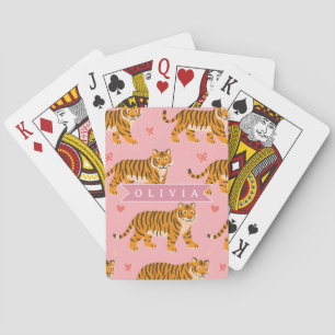 Personalized Pink Tiger Chic Edgy Fun Aesthetic Playing Cards