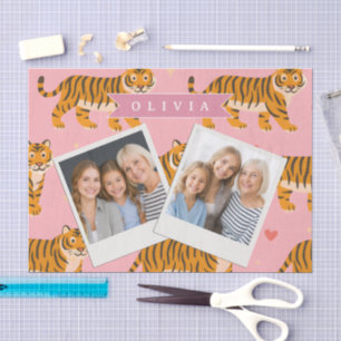 Personalized Pink Tiger Chic Edgy Fun Aesthetic Tissue Paper