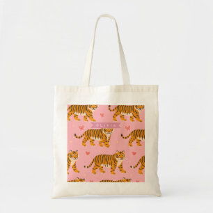 Personalized Pink Tiger Chic Edgy Fun Aesthetic Tote Bag