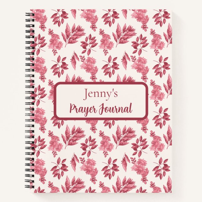 Personalized Pink Toile Prayer Journal (Front)
