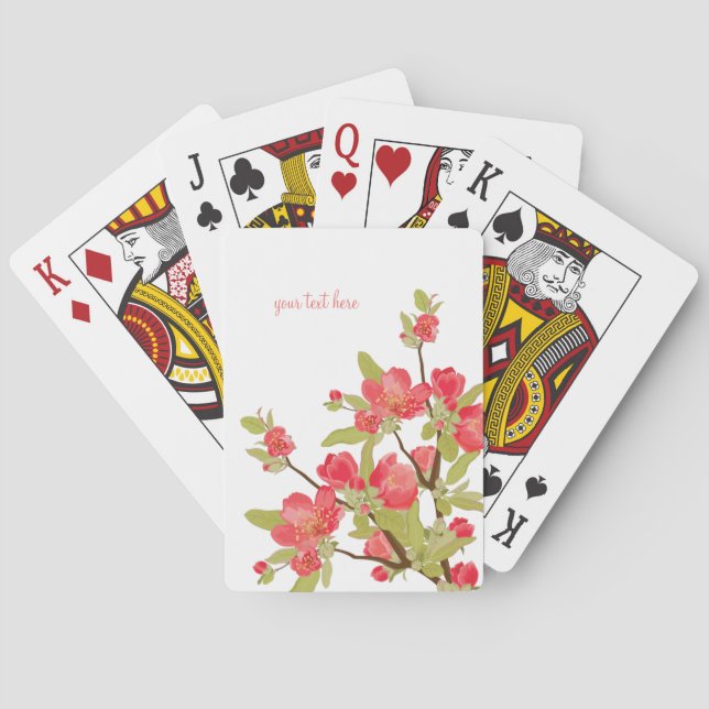 Personalized Pink Tree Blossoms Playing Cards (Back)