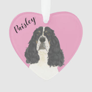 Personalized Pink Tricolor English Springer Ornament