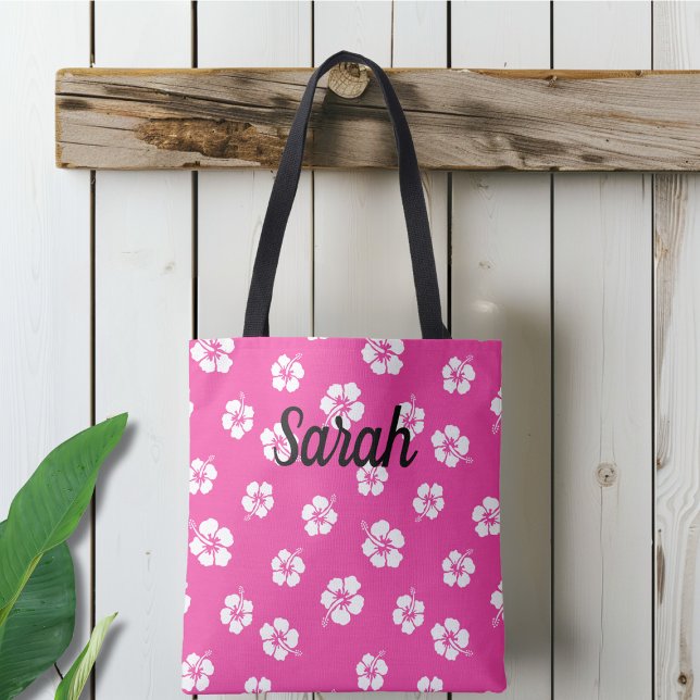 Personalized Pink Tropical Floral Tote Bag (Creator Uploaded)
