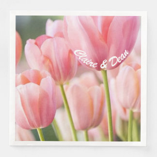 Personalized Pink Tulip Napkins