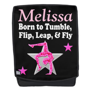 PERSONALIZED PINK TUMBLING GYMNAST BACK PACK