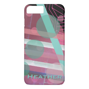 Personalized/Pink & Turquoise/Abstract Design iPhone 8 Plus/7 Plus Case