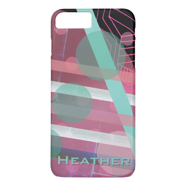 Personalized/Pink & Turquoise/Abstract Design Case-Mate iPhone Case (Back)