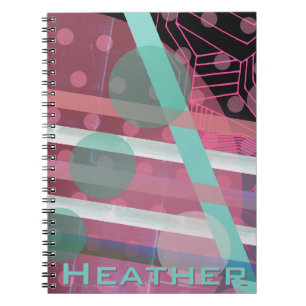 Personalized/Pink & Turquoise/Abstract Design Notebook