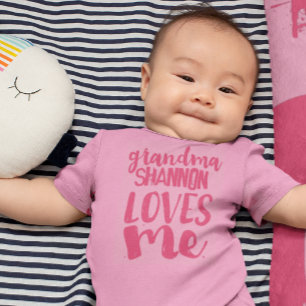 Personalized Pink Tutu Grandma LOVES Me Baby Bodysuit