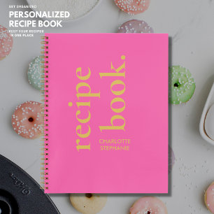 Personalized Pink Typography Recipe Book with Name