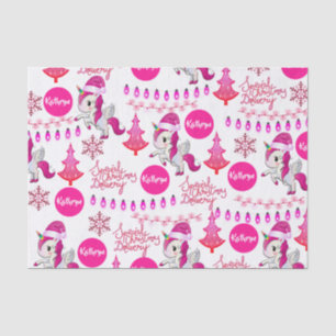 Personalized Pink Unicorns Christmas Tissue Paper