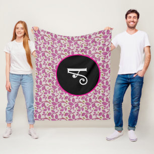 Personalized pink vine floral pattern  fleece blanket