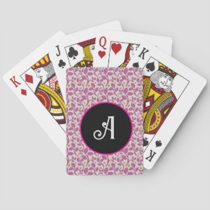 Personalized pink vine floral pattern  playing cards