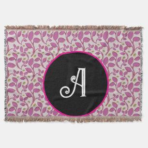 Personalized pink vine floral pattern  throw blanket