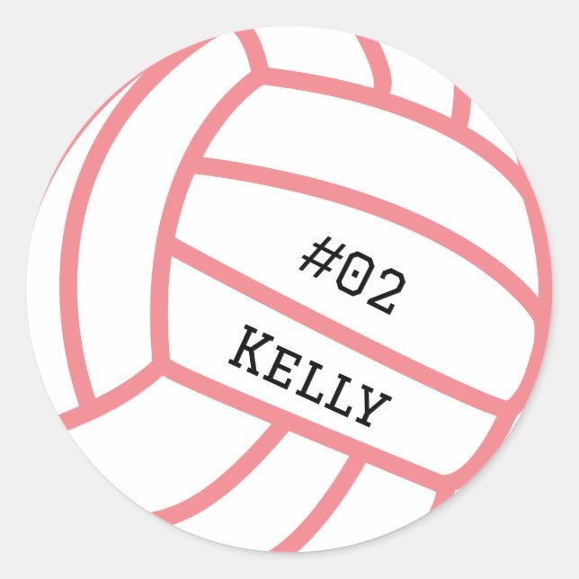 Personalized Pink Volleyball Stickers (Front)